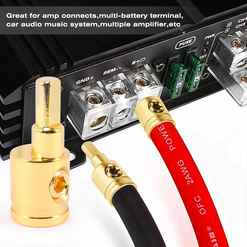 Asooll 4/0 Gauge Wire Reducer 2pcs Power-Cable Terminals Amp Input Wire Reducer Adapter Brass Nickel Plated for Boat Car RV - Image 5